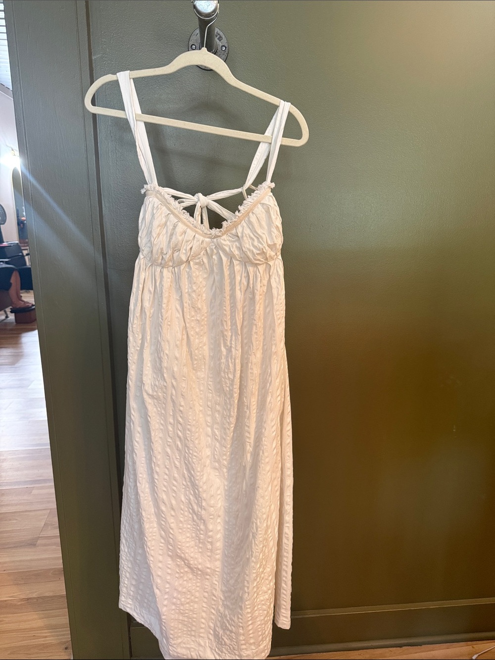 Free People Cream Boho Maxi Dress with Adjustable Straps - Picture 2 of 5